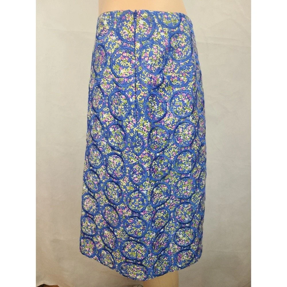 Sevier Skirts Women's (M?) Blue Embroidery Purple Floral Custom Made Short Skirt